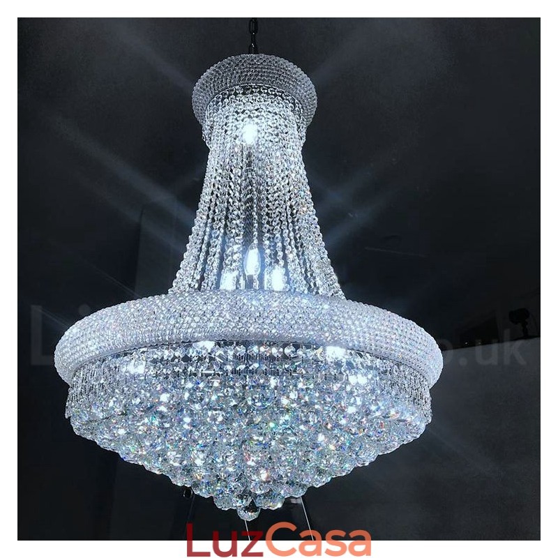 Lustre de cristal K9 clássico tradicional redondo de 2 níveis para