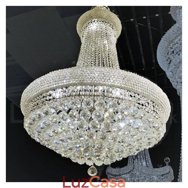 Lustre de cristal K9 clássico tradicional redondo de 2 níveis para