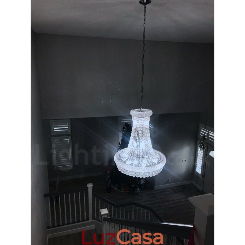 Lustre de cristal K9 clássico tradicional redondo de 2 níveis para