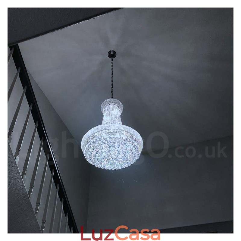 Lustre de cristal K9 clássico tradicional redondo de 2 níveis para