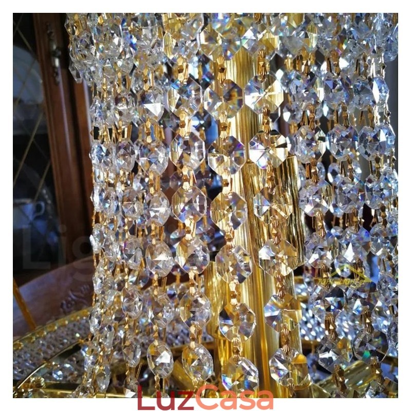 Lustre de cristal K9 clássico tradicional redondo de 2 níveis para
