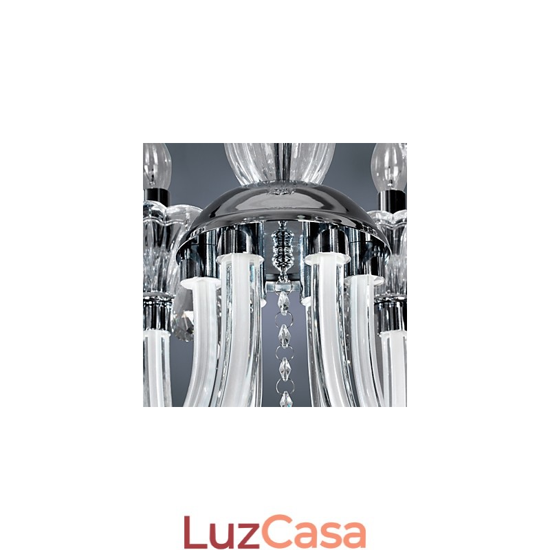 Lustre de Cristal Elegante com 6 Luzes em Bulbo de Vela