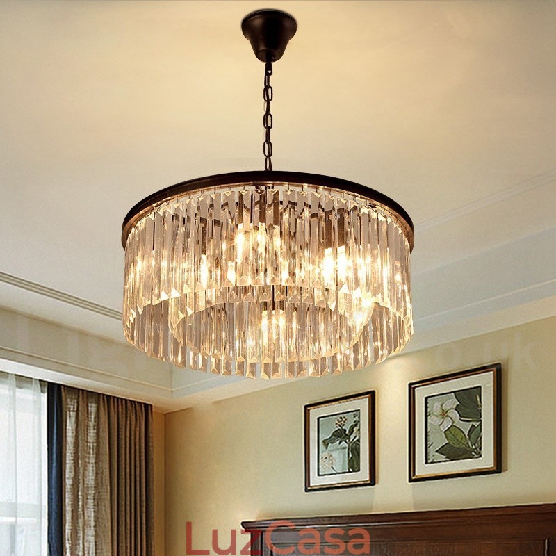 Pós-moderno Luxo Redondo K9 Cristal Pingente Lustre Luzes Salão de Exposição