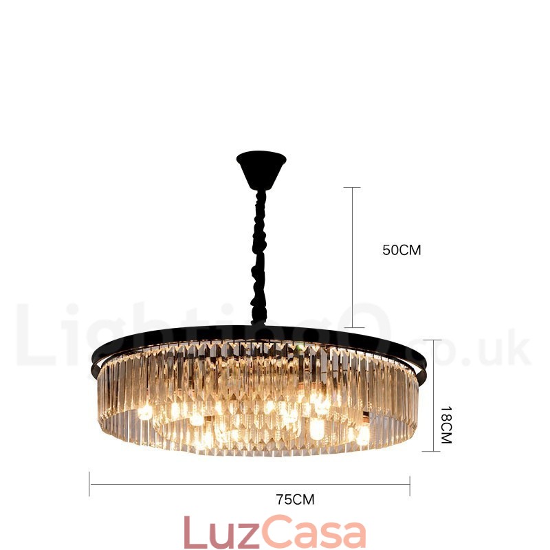 Pós-moderno Luxo Redondo K9 Cristal Pingente Lustre Luzes Salão de Exposição