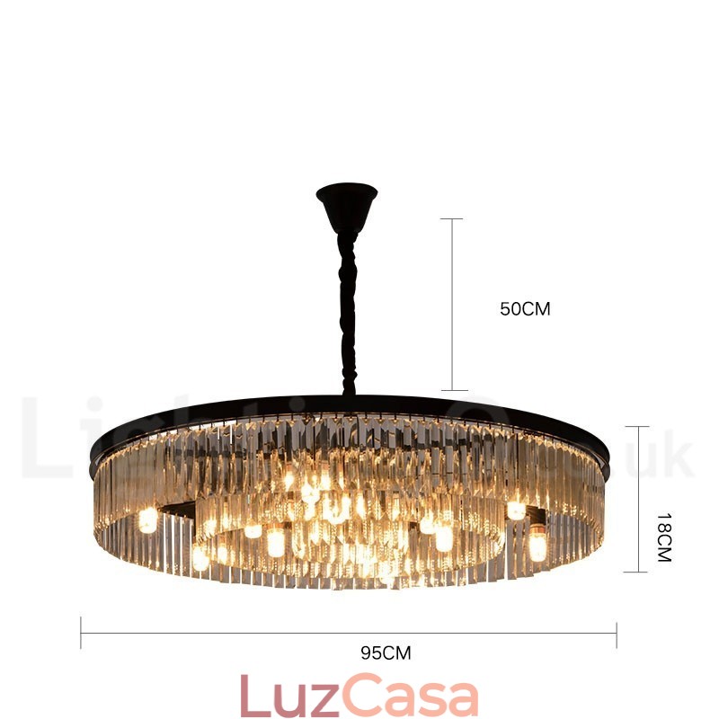 Pós-moderno Luxo Redondo K9 Cristal Pingente Lustre Luzes Salão de Exposição