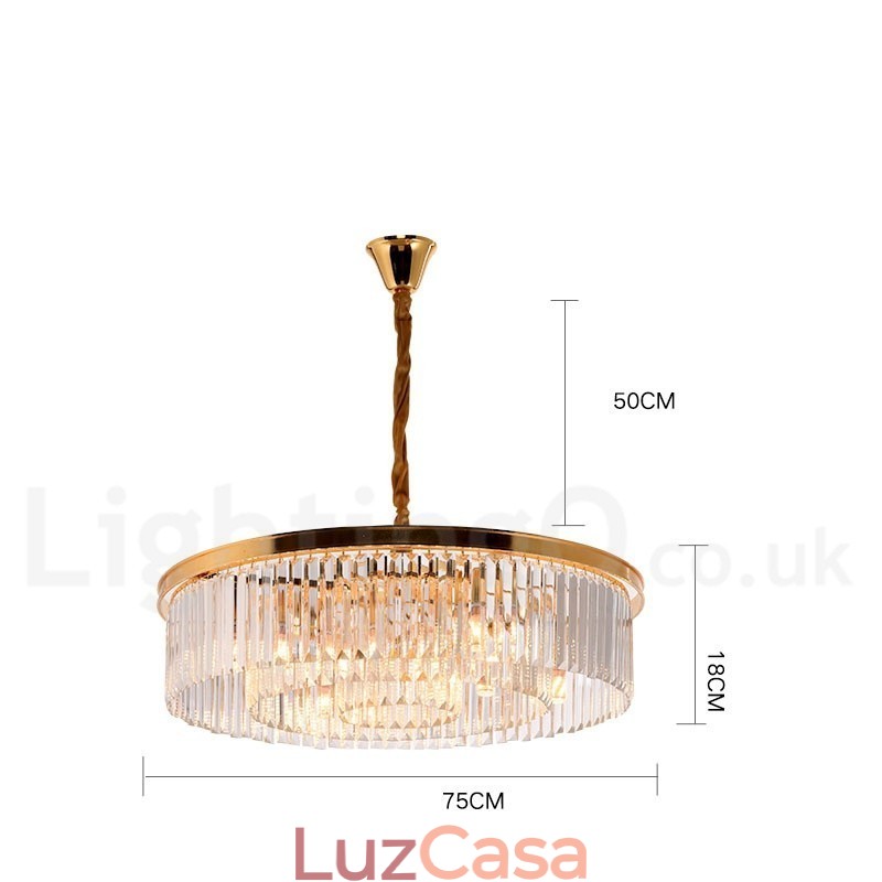 Pós-moderno Luxo Redondo K9 Cristal Pingente Lustre Luzes Salão de Exposição