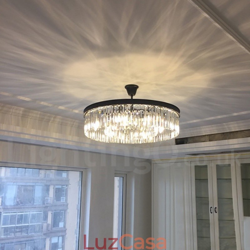 Pós-moderno Luxo Redondo K9 Cristal Pingente Lustre Luzes Salão de Exposição