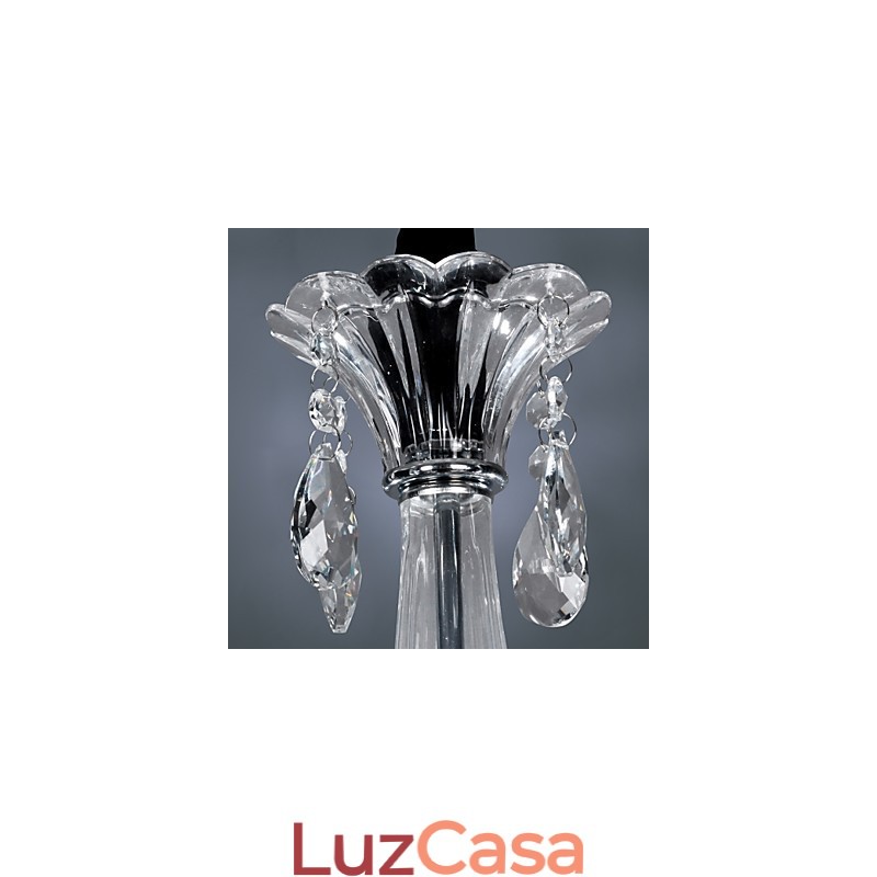 Lustre de Cristal Elegante com 6 Luzes em Bulbo de Vela