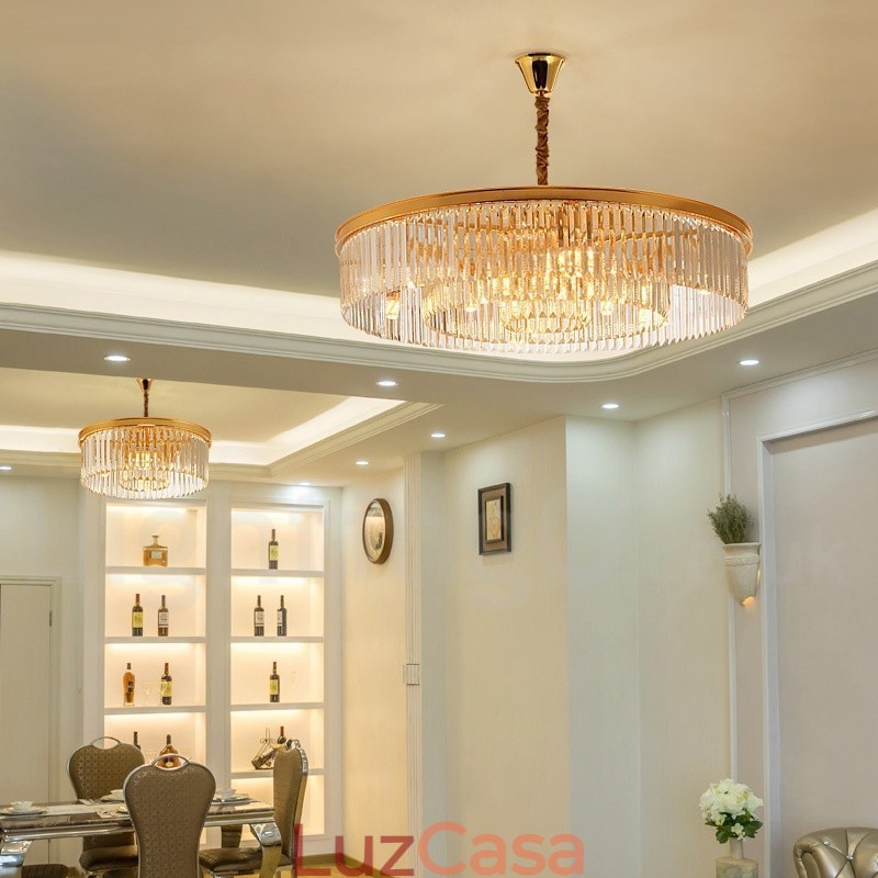 Pós-moderno Luxo Redondo K9 Cristal Pingente Lustre Luzes Salão de Exposição