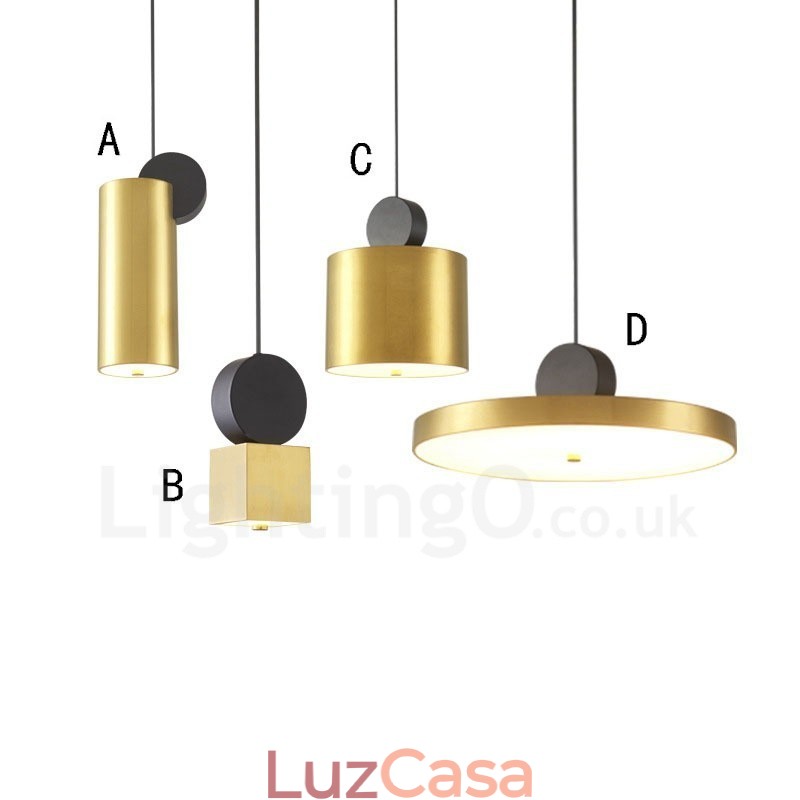 4 estilos de luz pendente pós-moderna dourada e preta