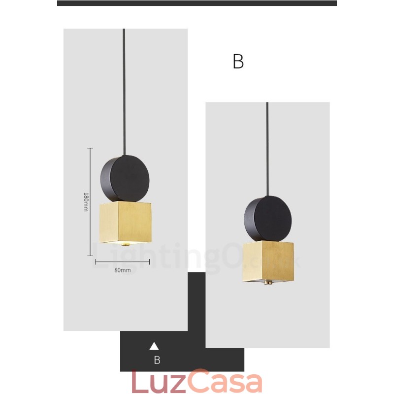 4 estilos de luz pendente pós-moderna dourada e preta