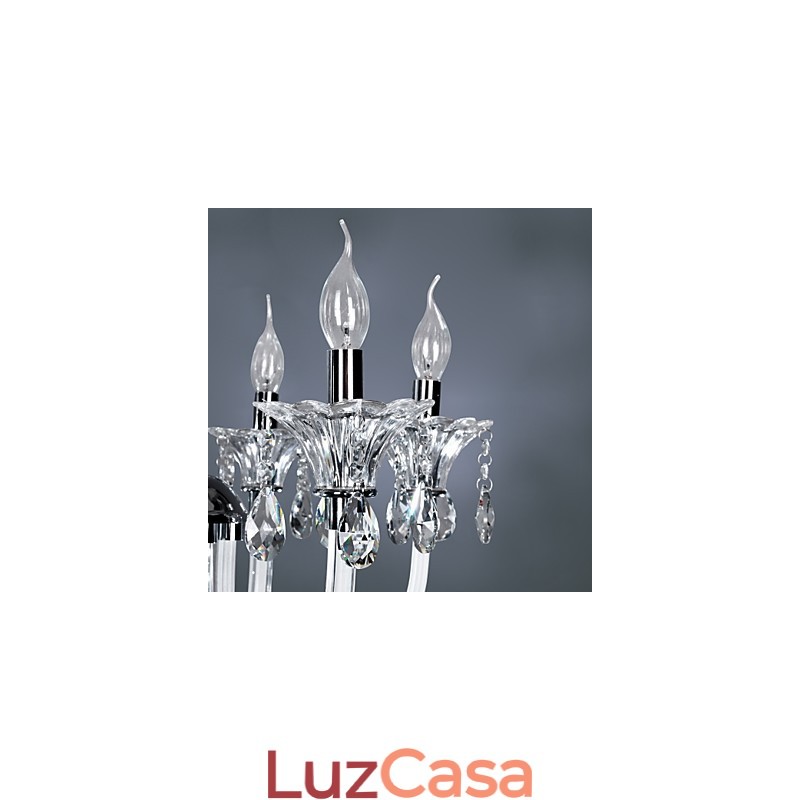Lustre de Cristal Elegante com 6 Luzes em Bulbo de Vela