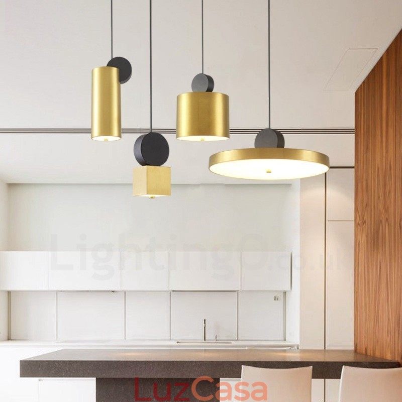 4 estilos de luz pendente pós-moderna dourada e preta