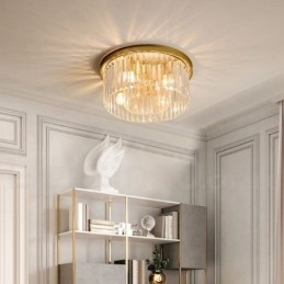 Pós-moderno Luxo Redondo K9 Cristal Montagem Embutida Teto Luz Exposição Hall