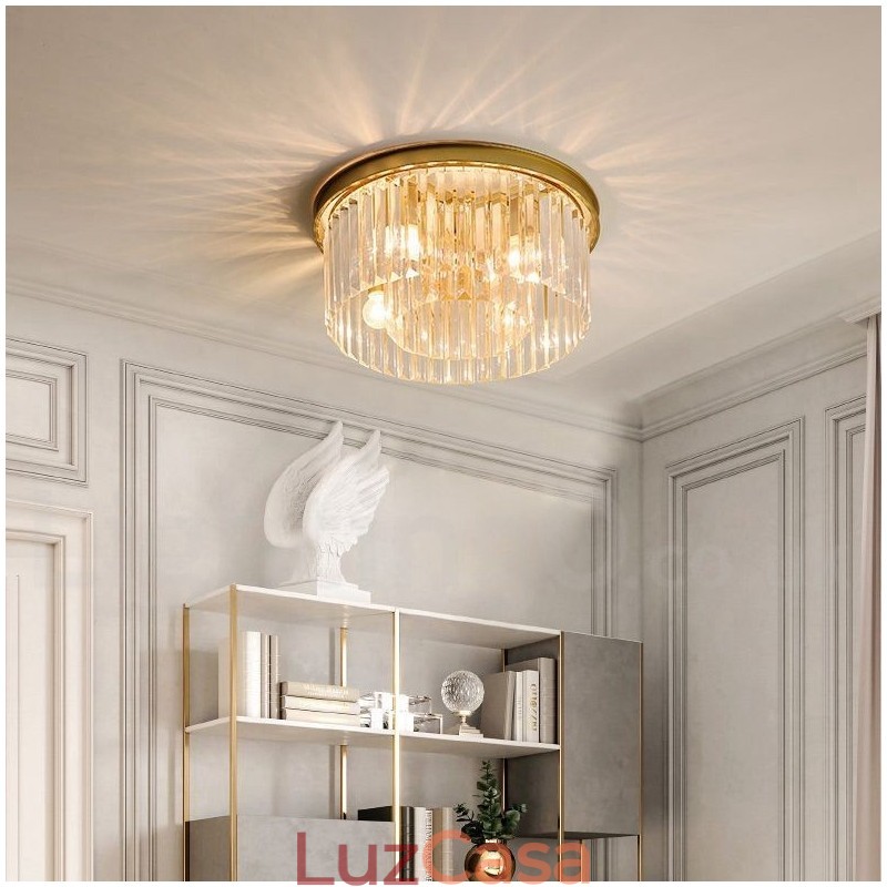 Pós-moderno Luxo Redondo K9 Cristal Montagem Embutida Teto Luz Exposição Hall