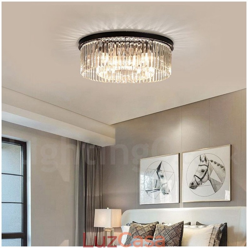 Pós-moderno Luxo Redondo K9 Cristal Montagem Embutida Teto Luz Exposição Hall