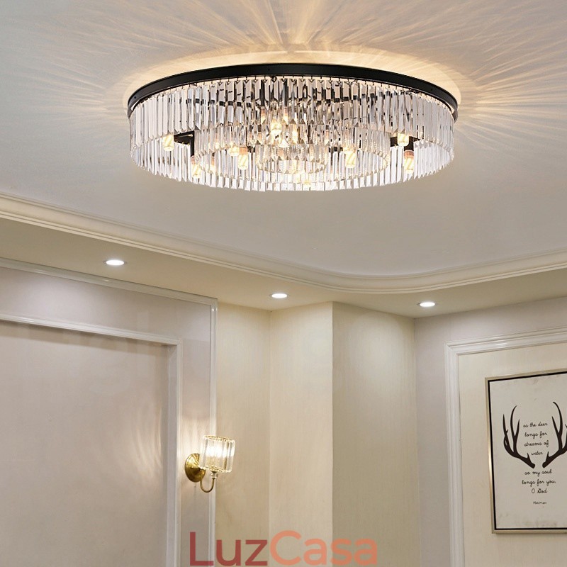 Pós-moderno Luxo Redondo K9 Cristal Montagem Embutida Teto Luz Exposição Hall