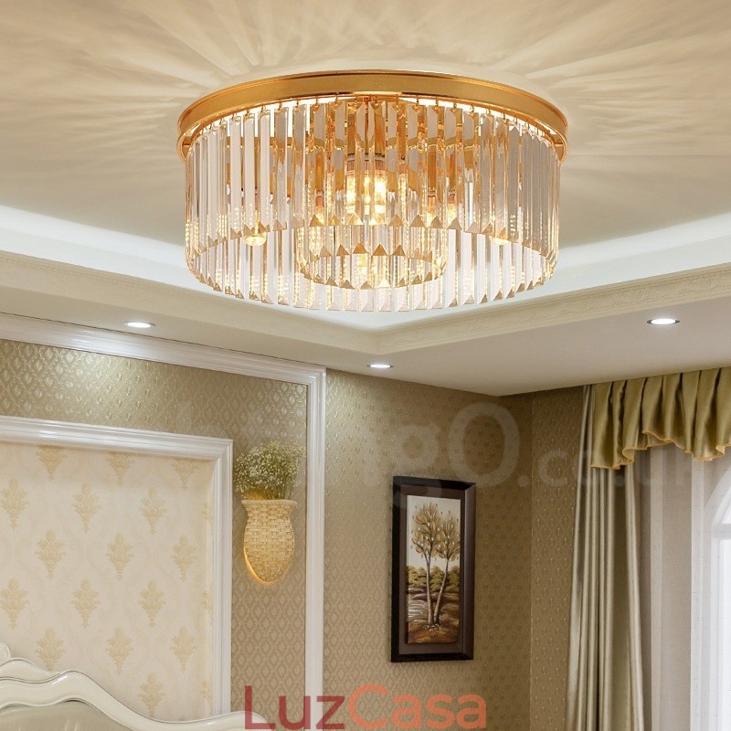 Pós-moderno Luxo Redondo K9 Cristal Montagem Embutida Teto Luz Exposição Hall