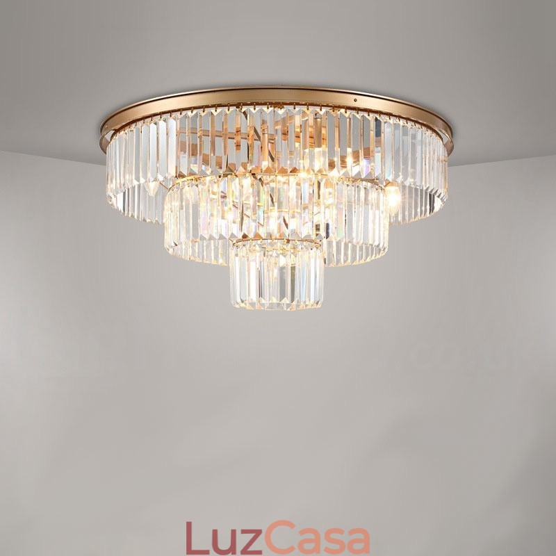 Pós-moderno Luxo Redondo K9 Cristal Montagem Embutida Teto Luz Exposição Hall