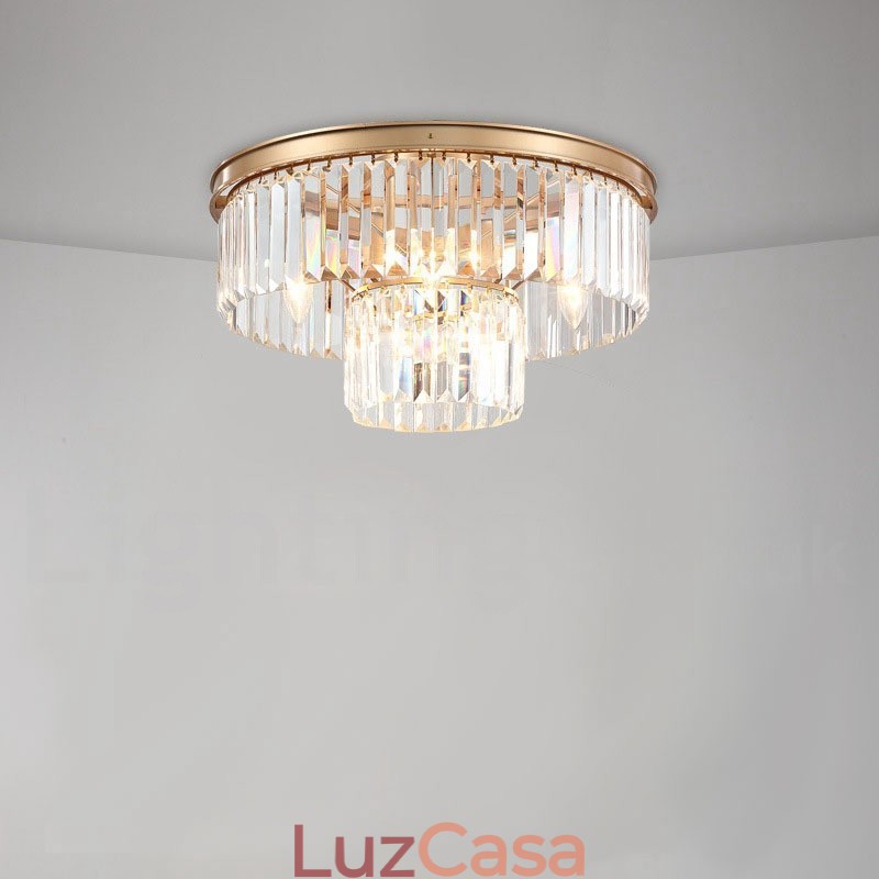 Pós-moderno Luxo Redondo K9 Cristal Montagem Embutida Teto Luz Exposição Hall