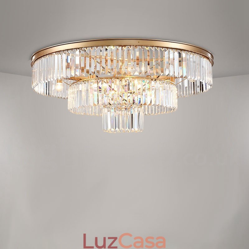 Pós-moderno Luxo Redondo K9 Cristal Montagem Embutida Teto Luz Exposição Hall