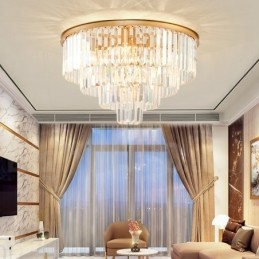 Pós-moderno Luxo Redondo K9 Cristal Montagem Embutida Teto Luz Exposição Hall