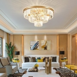 Pós-moderno Luxo Redondo K9 Cristal Montagem Embutida Teto Luz Exposição Hall