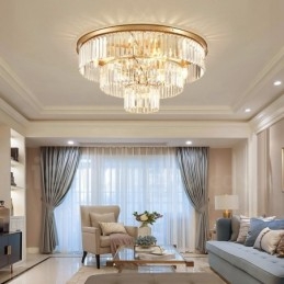 Pós-moderno Luxo Redondo K9 Cristal Montagem Embutida Teto Luz Exposição Hall