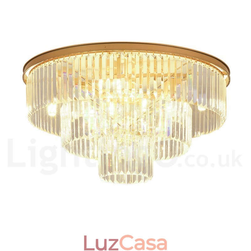 Pós-moderno Luxo Redondo K9 Cristal Montagem Embutida Teto Luz Exposição Hall