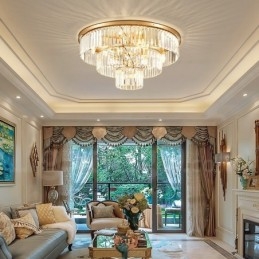 Pós-moderno Luxo Redondo K9 Cristal Montagem Embutida Teto Luz Exposição Hall