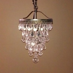 Pingente moderno com contas de cristal com 1 luz e luminária de cor antiga