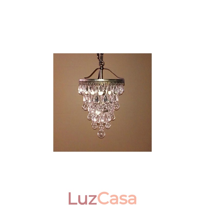 Pingente moderno com contas de cristal com 1 luz e luminária de cor antiga