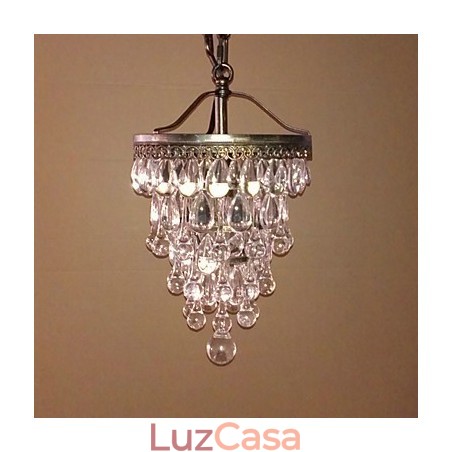 Pingente moderno com contas de cristal com 1 luz e luminária de cor antiga Pingente moderno com contas de cristal com 1 luz e luminária de cor antiga