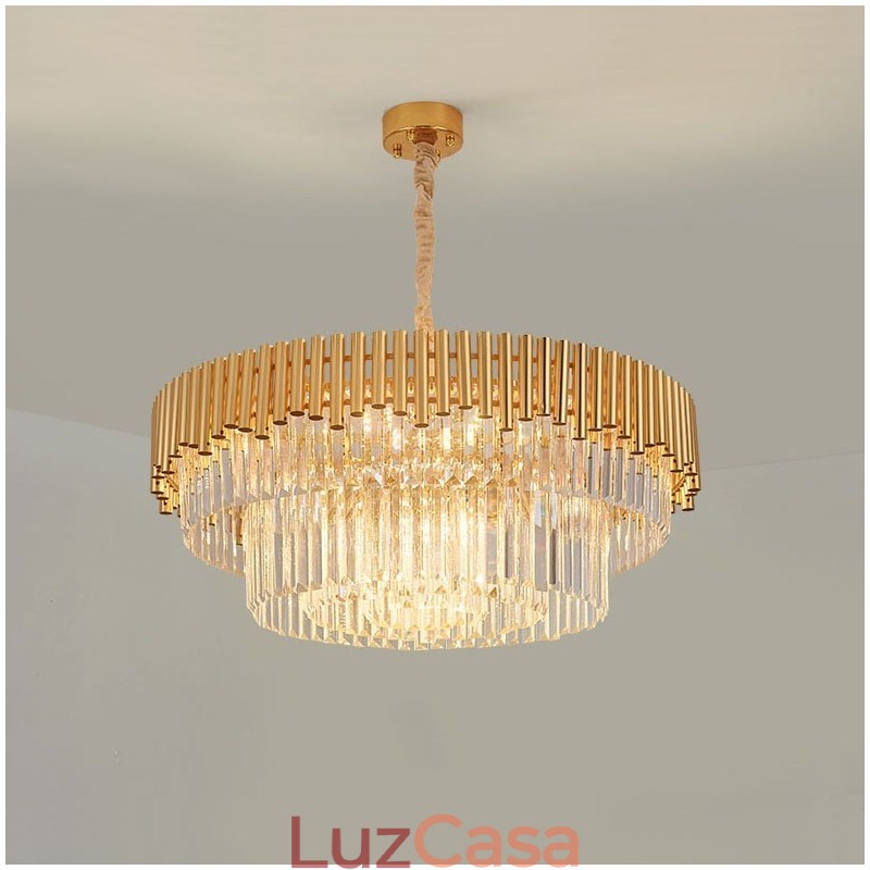 Pós-moderno Ouro Luxo Redondo K9 Cristal Pingente Lustre Luzes Salão de Exposição