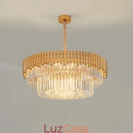 Pós-moderno Ouro Luxo Redondo K9 Cristal Pingente Lustre Luzes Salão de Exposição Pós-moderno Ouro Luxo Redondo K9 Cristal Pingente Lustre Luzes Salão de Exposição