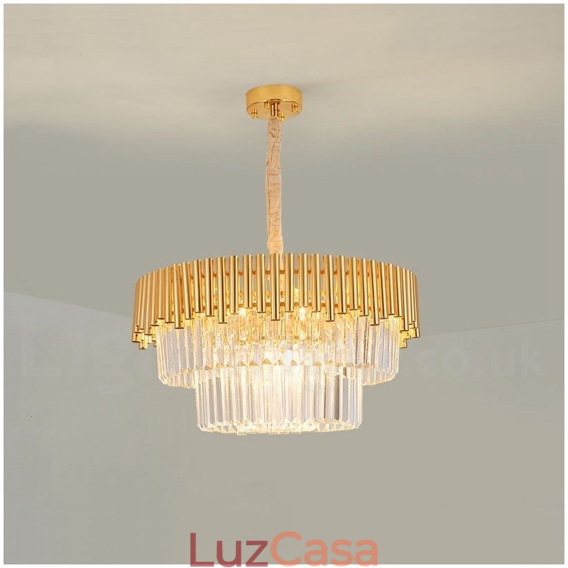 Pós-moderno Ouro Luxo Redondo K9 Cristal Pingente Lustre Luzes Salão de Exposição
