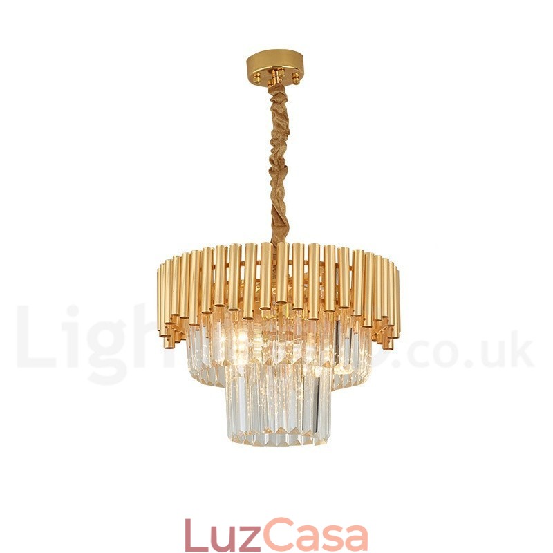 Pós-moderno Ouro Luxo Redondo K9 Cristal Pingente Lustre Luzes Salão de Exposição