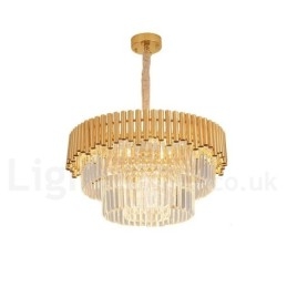 Pós-moderno Ouro Luxo Redondo K9 Cristal Pingente Lustre Luzes Salão de Exposição