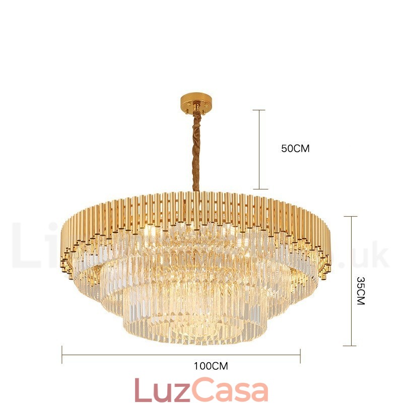 Pós-moderno Ouro Luxo Redondo K9 Cristal Pingente Lustre Luzes Salão de Exposição
