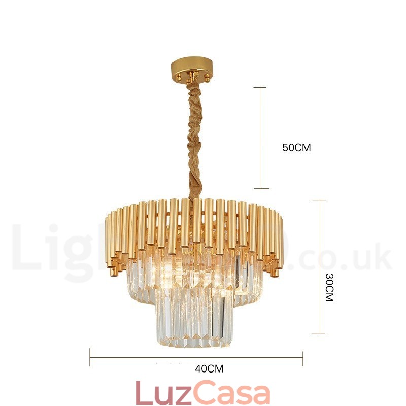 Pós-moderno Ouro Luxo Redondo K9 Cristal Pingente Lustre Luzes Salão de Exposição