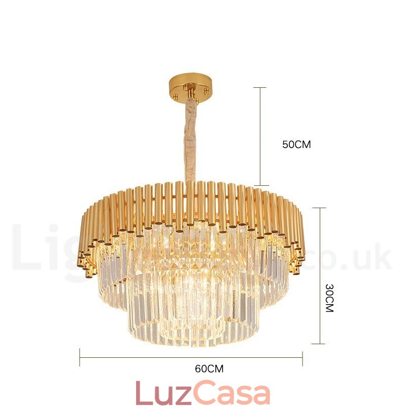 Pós-moderno Ouro Luxo Redondo K9 Cristal Pingente Lustre Luzes Salão de Exposição