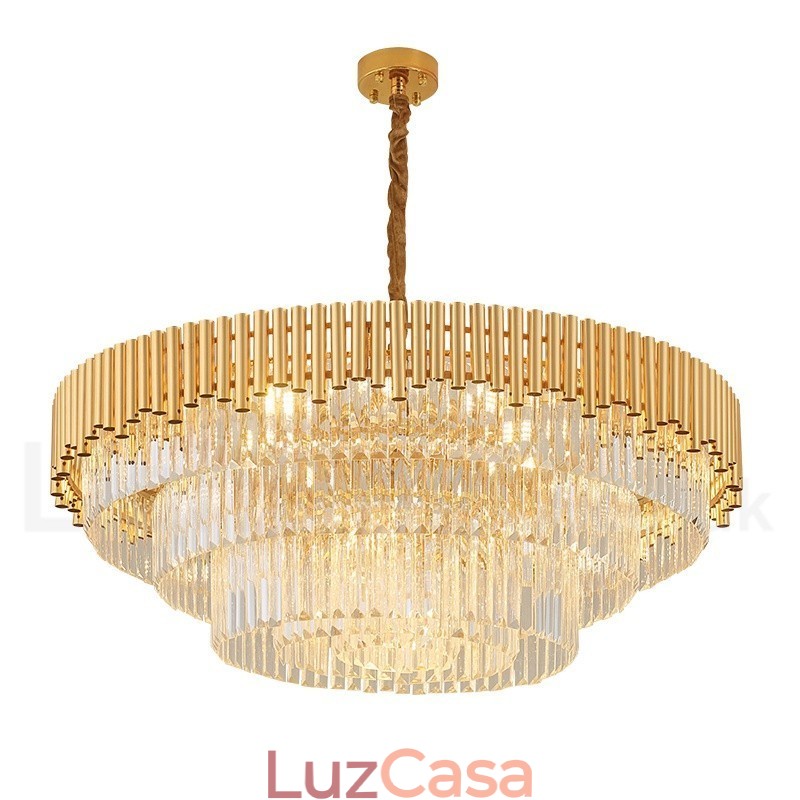 Pós-moderno Ouro Luxo Redondo K9 Cristal Pingente Lustre Luzes Salão de Exposição