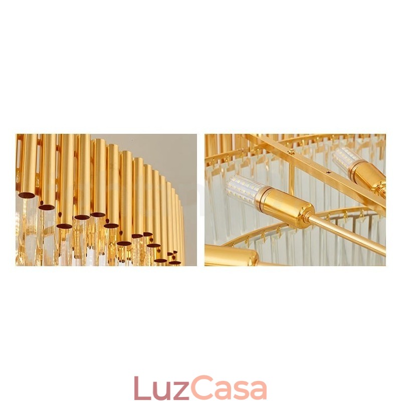 Pós-moderno Ouro Luxo Redondo K9 Cristal Pingente Lustre Luzes Salão de Exposição