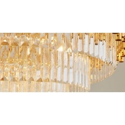 Pós-moderno Ouro Luxo Redondo K9 Cristal Pingente Lustre Luzes Salão de Exposição