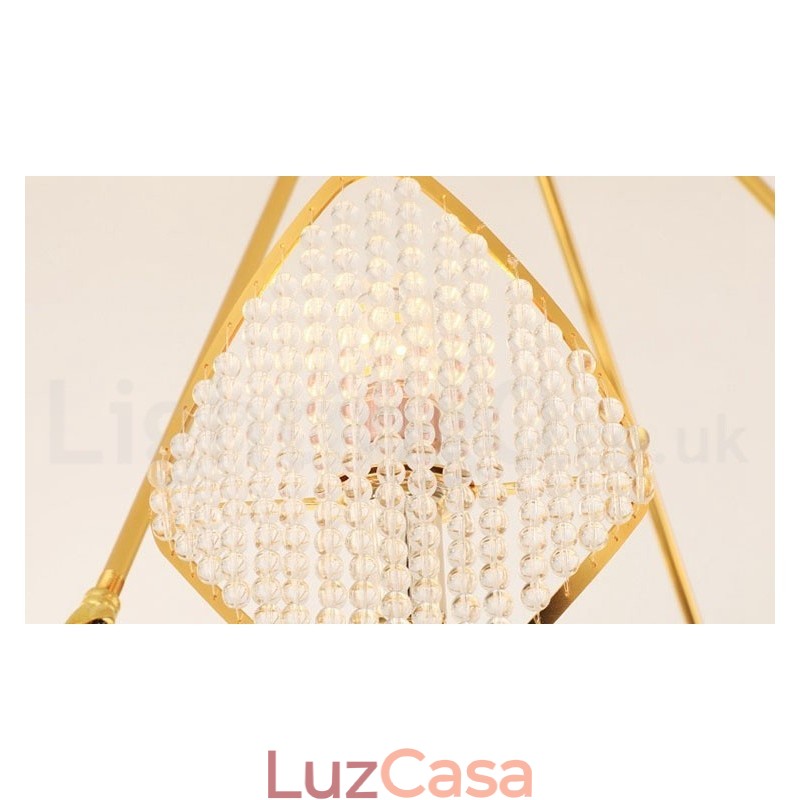Lustre de cristal K9 redondo de luxo pós-moderno dourado com abajur de acrílico para salão de exposições