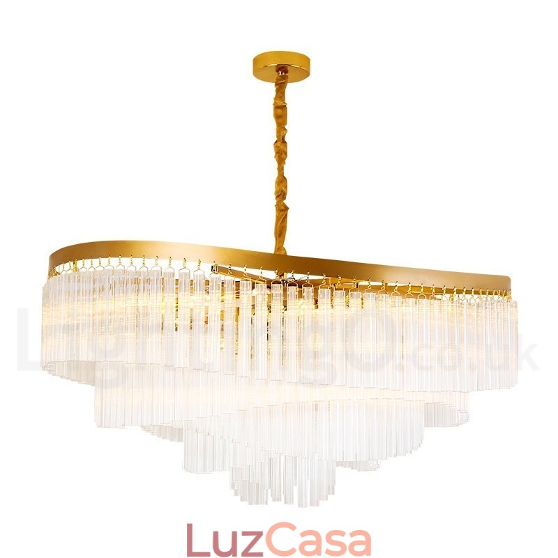 Lustre de pingente de cristal K9 redondo de luxo pós-moderno dourado para salão de exposições