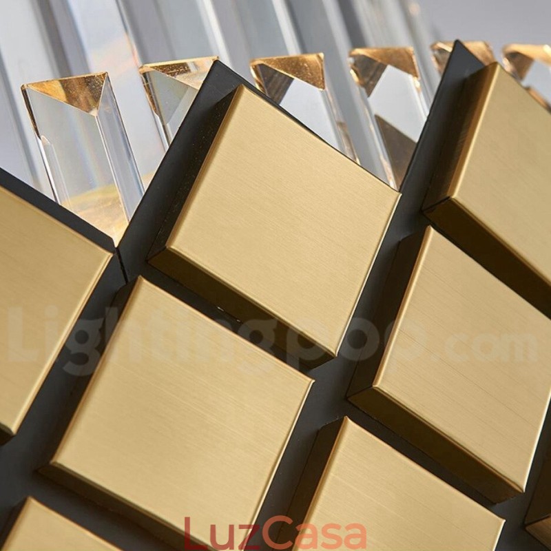 Lustre moderno de luxo dourado e preto redondo com pingente de cristal K9 para salão de exposições