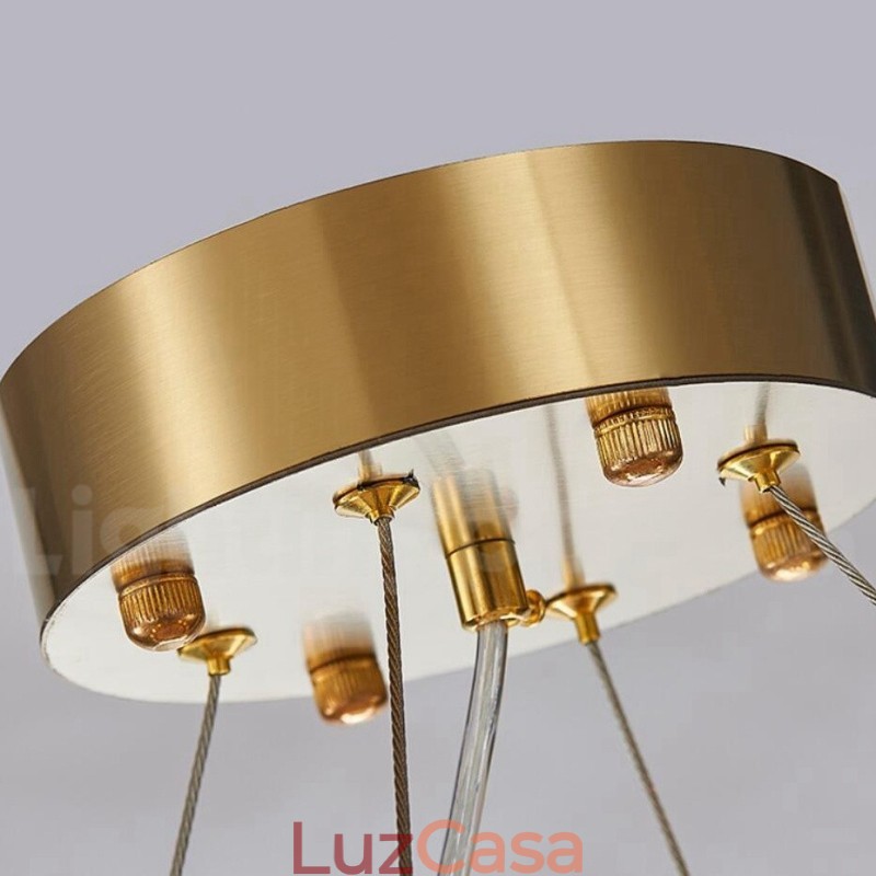 Lustre moderno de luxo dourado e preto redondo com pingente de cristal K9 para salão de exposições