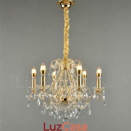 6 Luzes Ouro Prata Estilo Americano Cristal Pingente Lustre Loja de Luzes 6 Luzes Ouro Prata Estilo Americano Cristal Pingente Lustre Loja de Luzes