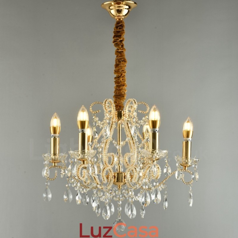6 Luzes Ouro Prata Estilo Americano Cristal Pingente Lustre Loja de Luzes
